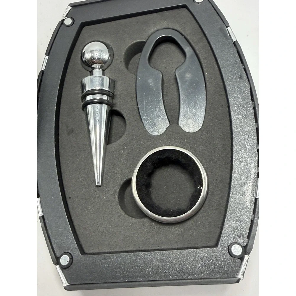 Wine Barrel Tool Set Corkscrew Stopper Pourer Drip Ring Gift Box‎